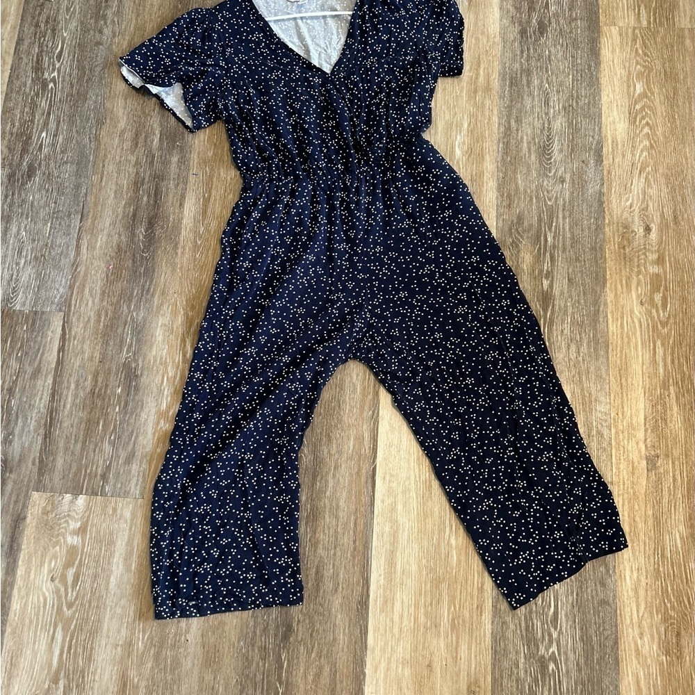 POPSUGAR medium Navy Blue Polka Dot Jumpsuit